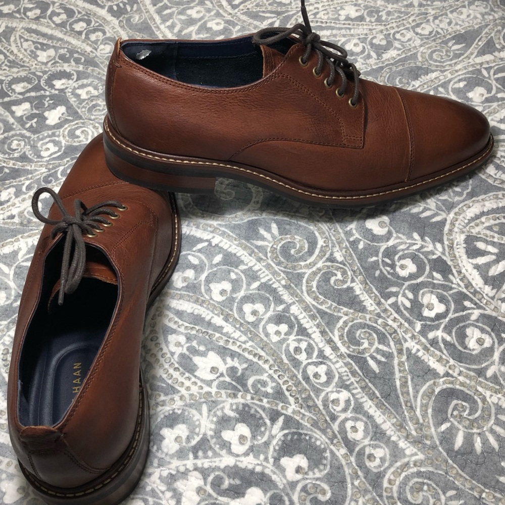Men’s NWOT Cole Haan Brown Dress Shoes With Lace - Picture 4 of 8